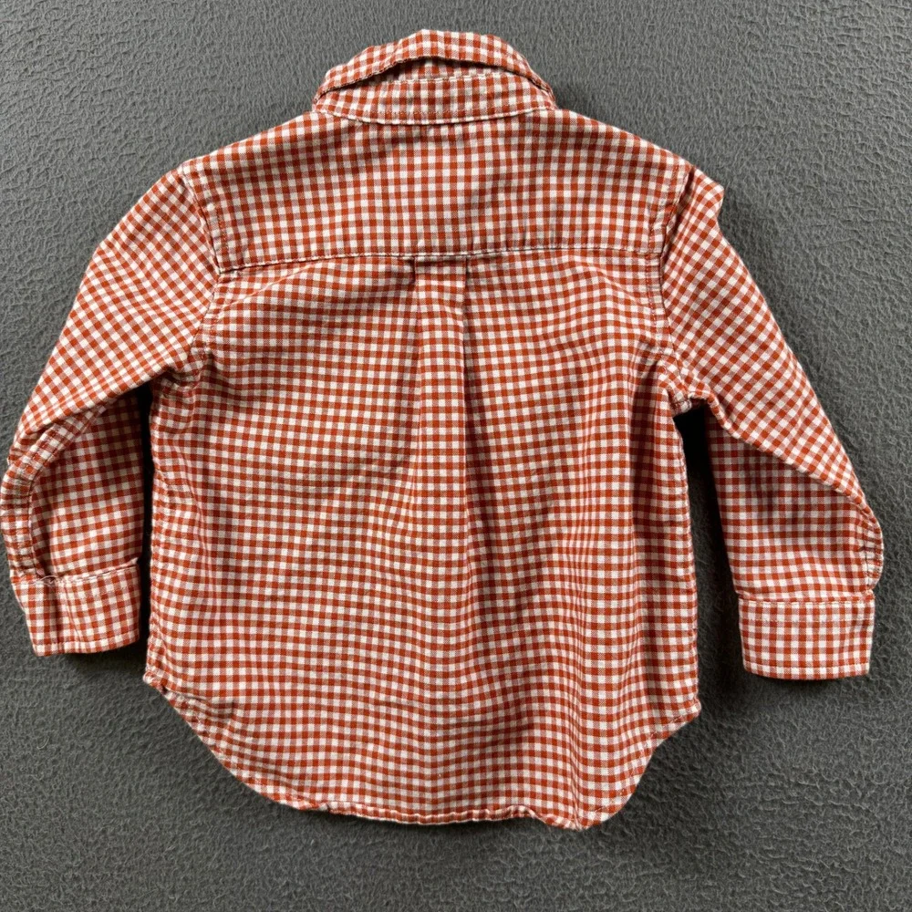 Ralph Lauren Shirt Boys 18M Red Gingham Check Picnic Plaid Long Sleeve Pony